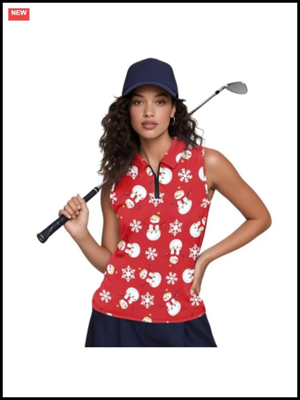 Womens Sleeveless Golf Polo Shirt V Neck 1/4 Zip Tennis Tank Top Polyester